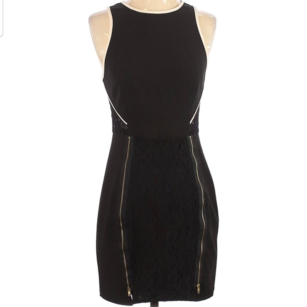 ASTR Black Sleeveless Lace party Mini Dress women's Size Small (334)